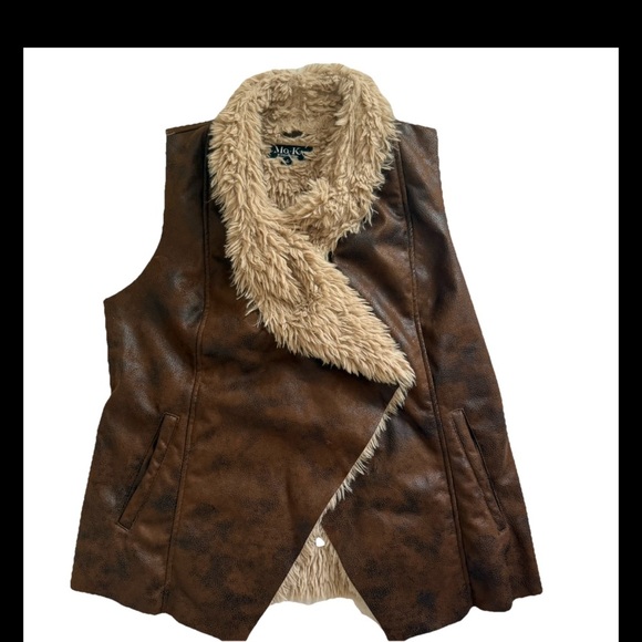 mo-ka Jackets & Blazers - Mo-ka Linz Faux Fur Shearling Vest Brown and Tan sz small